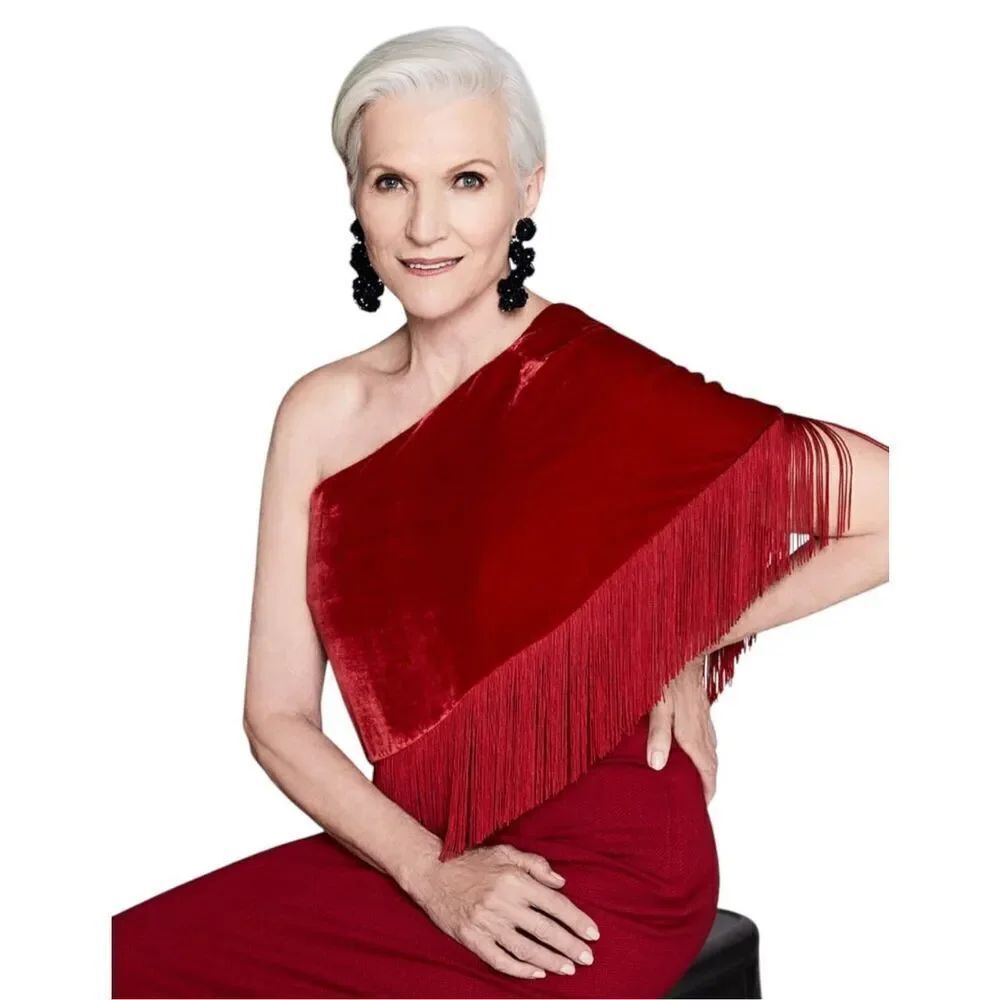Sachin & Babi Fringed One Shoulder Dress in Deep Red NWT Size 2